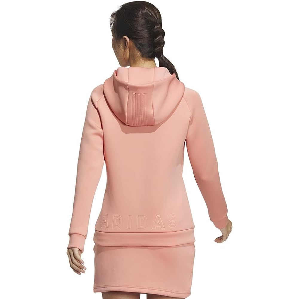 [Adidas Golf] Golf Hoodie, Embossed Print, Cardboard Knit, Long Sleeve Hoodie, Women's