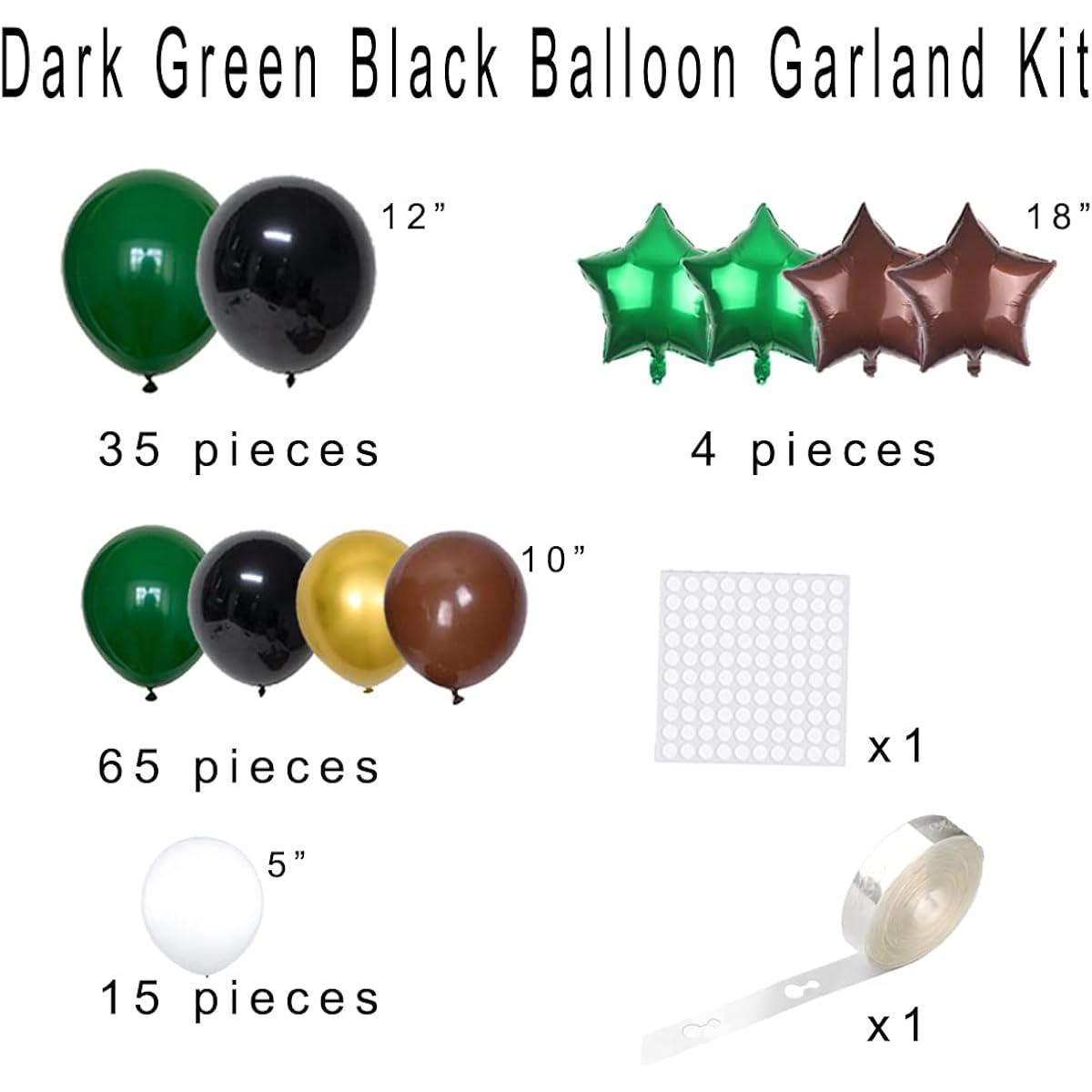 Dark Green Black Gold Balloon Garland Arch Kit 116pcs Green Black Brown Metallic Gold Balloons Football Party Supplies Video Game Football Retirement Graduation Camouflage Birthday Party Decorations