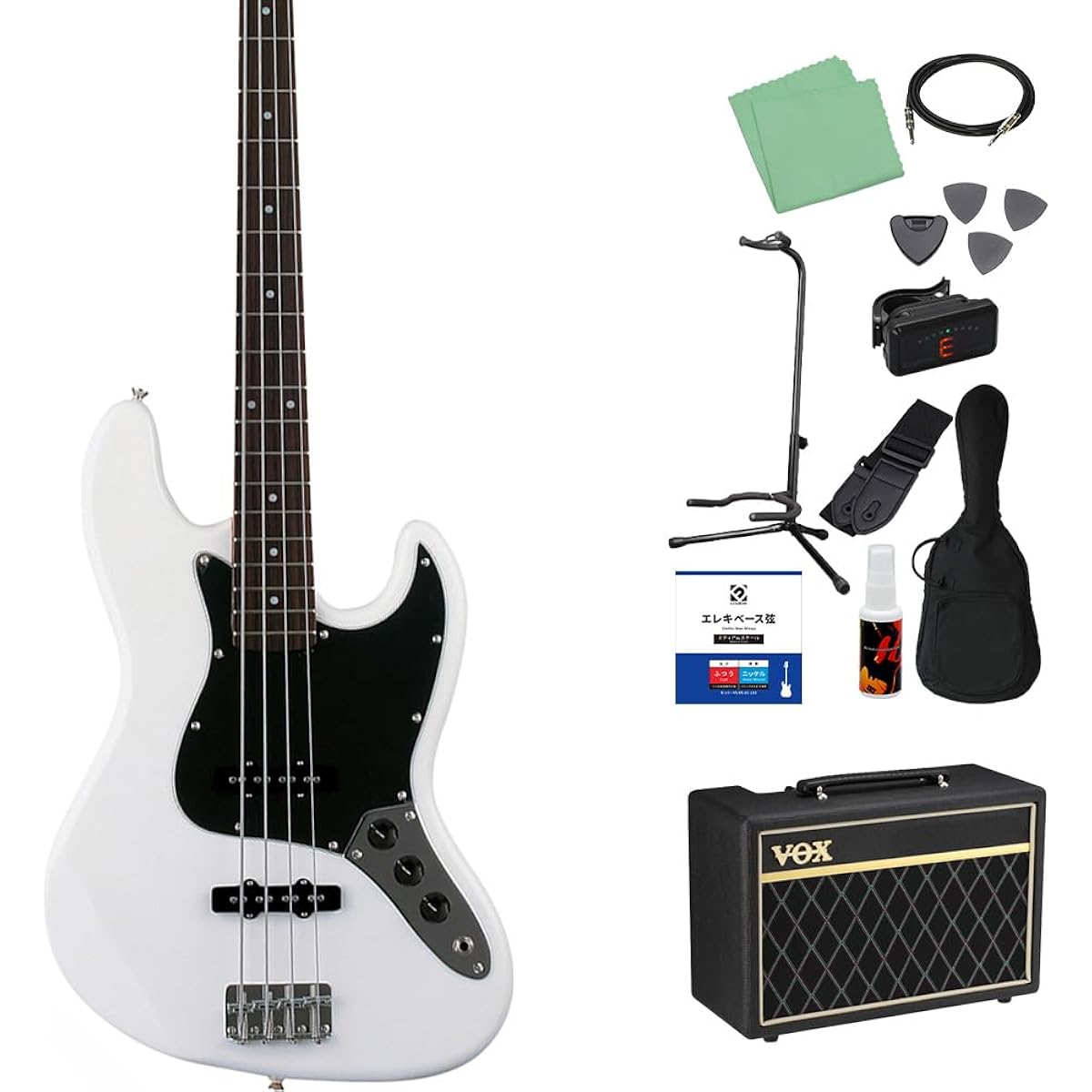 Photogenic JB-240/B3P WH Bass Beginner 12-piece set [with VOX amp] Jazz bass type Photogenic