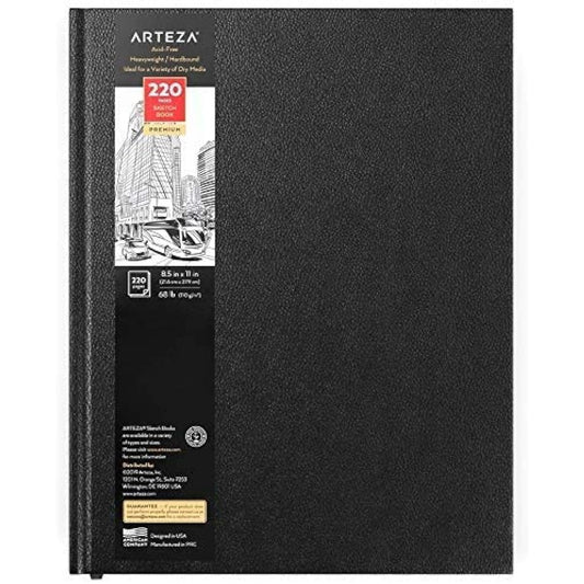Arteza 8.5 x 11" Hardcover Sketchbook, Heavyweight Hardcover Sketch Journal, 110 Sheets Each, 70lb/110gsm, Perfect for Drawing, Sketching, and Journaling