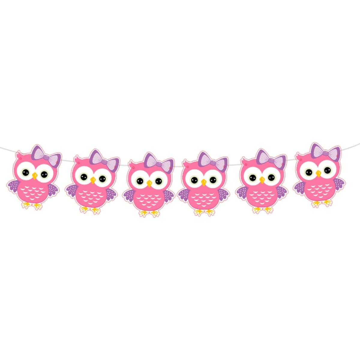Crafty Cue 4.5" Tall Owl, Owl with Balloons, Pink Owl, Owl Birthday, Owl Baby Shower, Owl Banner Party Decorations