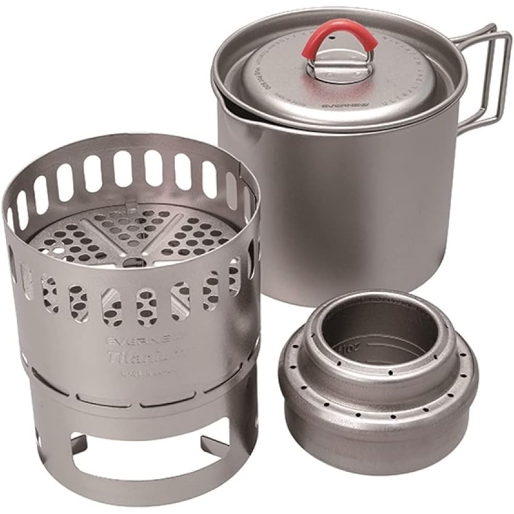 EVERNEW Ti Mug pot 500 Stove set ECA538 & AL stove titanium cross trivet EBY253 [Set purchase]