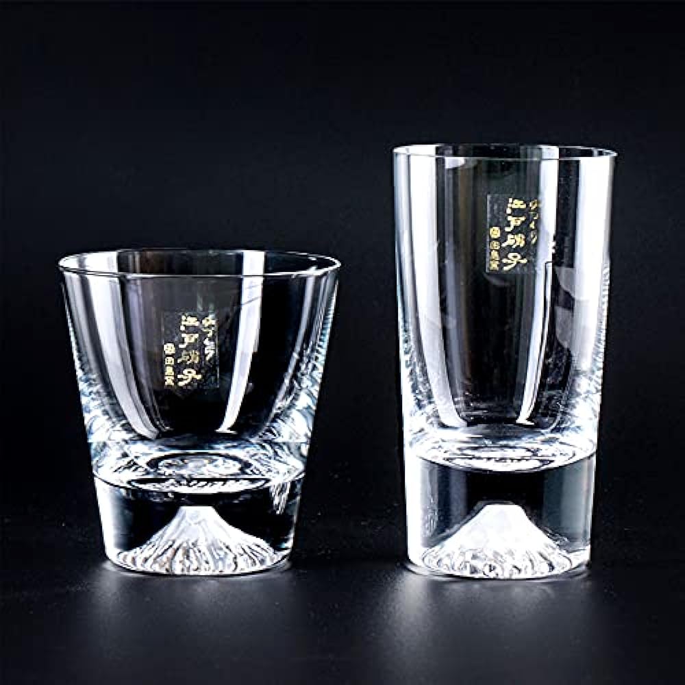 Mt. Fuji Glass, Tajima Glass, Mini Rock Glass, Mini Tumbler Glass, Solid Color, Set of 2, Mini Souvenir Grand Prix, Tourism Agency Commissioner Award, Edo Glass, Cutter, Whiskey, Beer, Sake, Father's