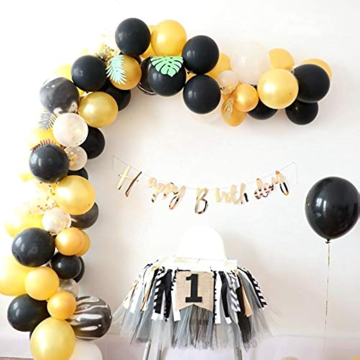 Latex Balloons, Gold Confetti Balloons, 1st Birthday Baby Party Decorations, Highchair One Banner, Baby Boy First Birthday Banner, Rose Gold Happy Birthday Banner, Balloon Arch & Garland Strip Tool, Great Gatsby Party, Hollywood Party, Oscar Decorations