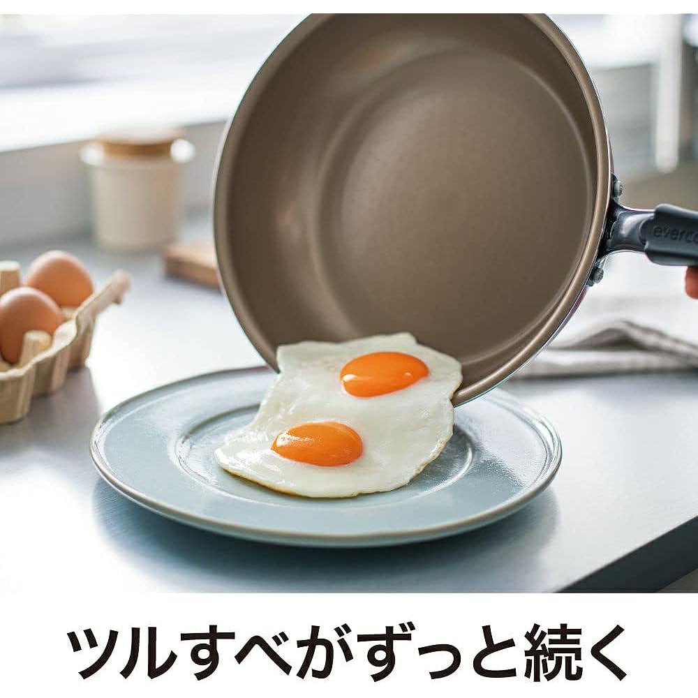 Evercook Stir-Fry Pot, Deep 28cm, Compatible with all heat sources (IH Compatible) [500 Days Warranty] Non-Stick Frying Pan, PFOA Free, Red Doshisha