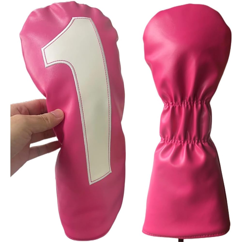 Sunbro Golf Shiny Pink Corfu Head Cover for Driver/Wood/Utility, Highly Conspicuous, High-grade PU Leather, Waterproof Specification