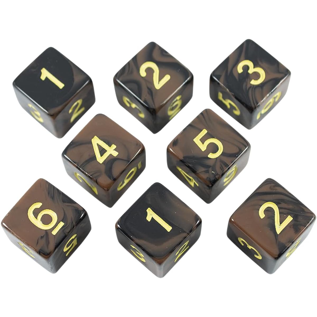 Paladin Roleplaying Black and Brown Dice - 8 D6 Set - "Werewolf"