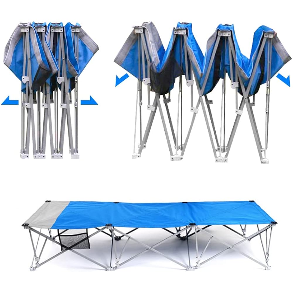 Foldable Bed, Outdoor Cot, Made of Aluminum Alloy, Ultra Light, Easy to Assemble, Convenient Storage, Exercise, No Assembly Required, Camping Bed, Leisure Bed, Convenient to Carry, Load Capacity (Blue)