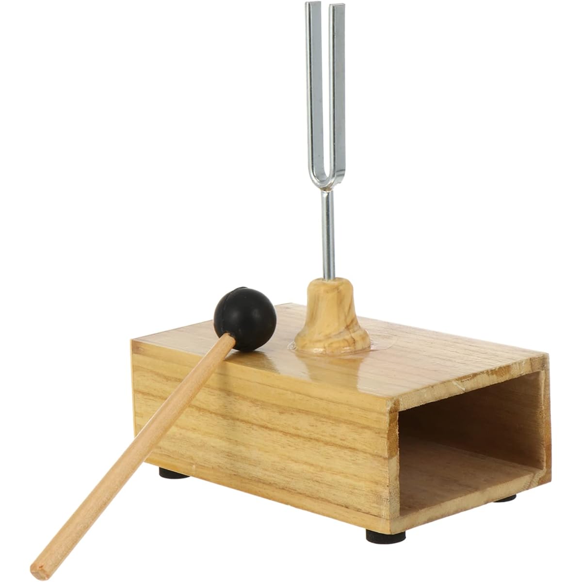 Hemobllo Guitar Tuner Tuning Fork 512HZ Verbulation with Wooden Resonator Box Experimental Equipment with Tuning Fork Knocker for Experimental School Guitar Tuner