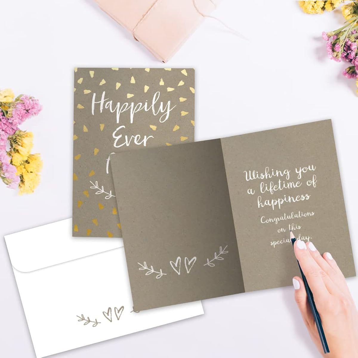 Tree-Free Greetings Wedding Greeting Card Eco-Friendly Made in the USA 100% Recycled Paper 5"x7" Happily After Today (GO61250)