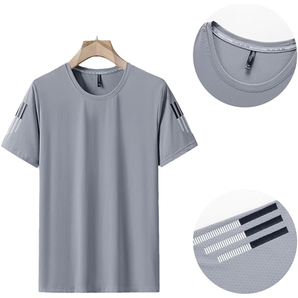 [Butrends] Men's Top and Bottom Set, Cool to the Touch, Short Sleeve Shirt, Sportswear, Shorts, Jersey, Setup, Training Wear, Running Wear, Sweat Absorbent, Quick Drying, Thin, Casual, Loose, Lightweight, Stylish, Summer Clothes