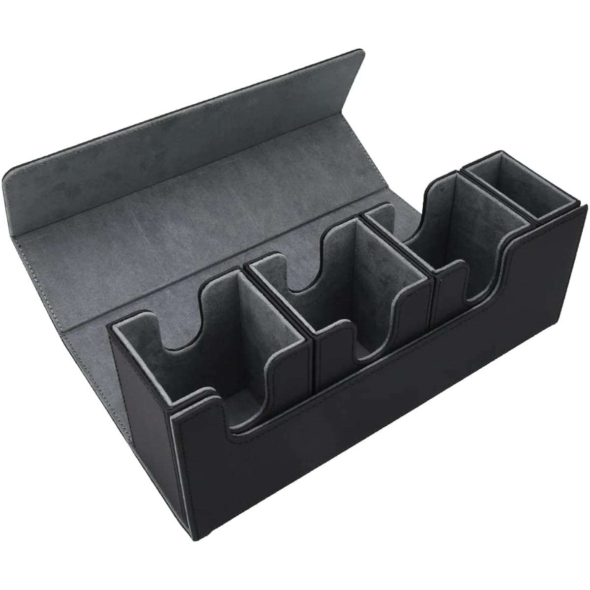 Magnetic deck case, trading card case, PU leather, stores each deck individually, large capacity (dice holder included)