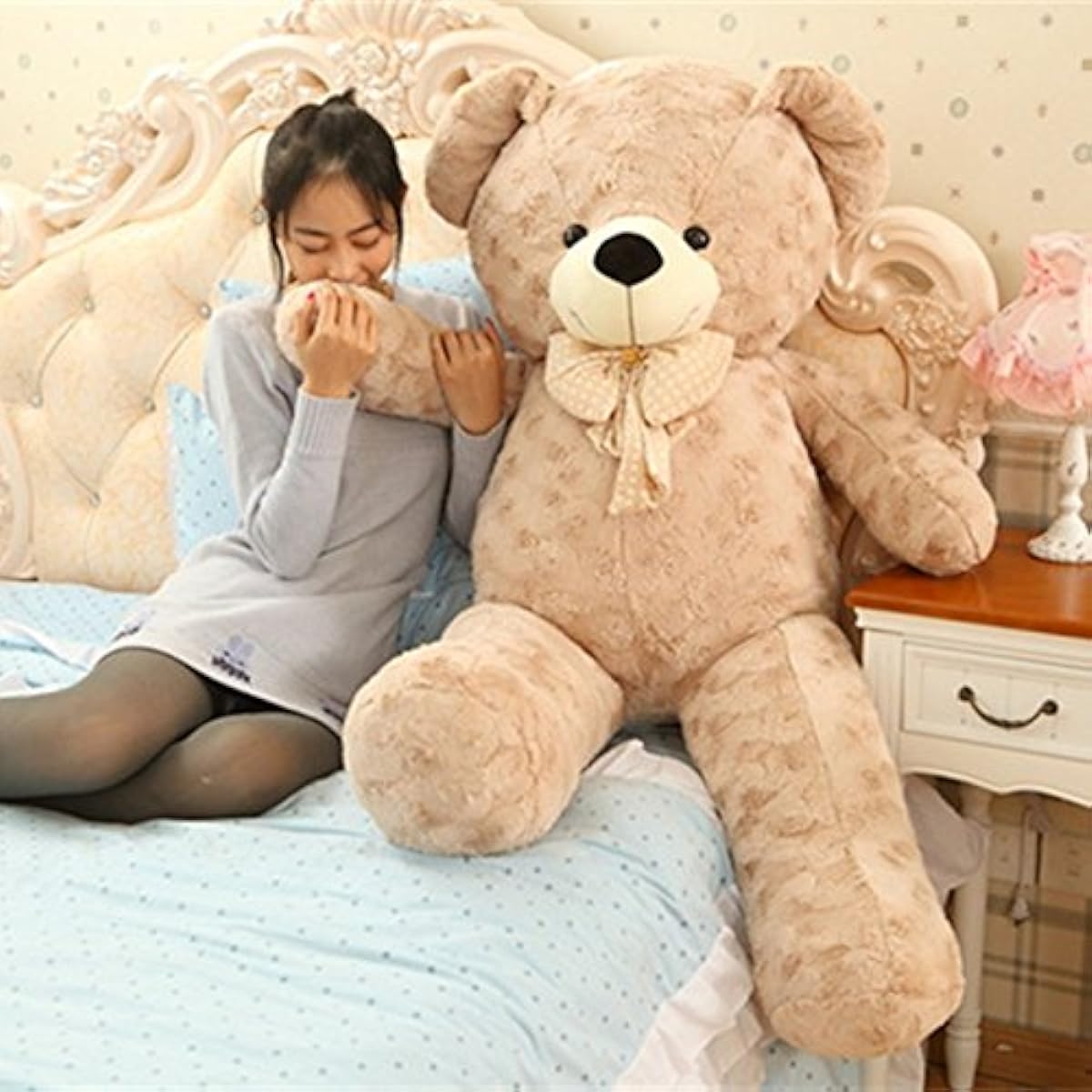 elfishgo Teddy Bear Plush Toy Bear/Large Plush Toy Bear Extra Large Gift/Celebration Soft and Fluffy Plush Toy (130cm, Light Brown)