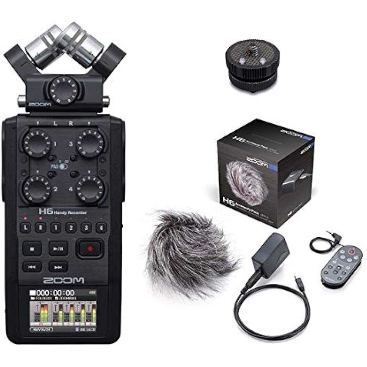 [Genuine accessory pack/APH-6 + hot shoe mount/HS-1 included] ZOOM H6/BLK portable recorder