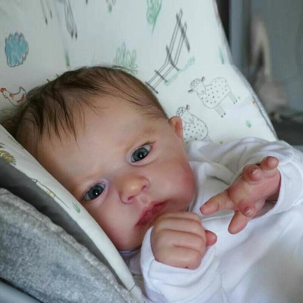 Meeler Reborn Doll 60cm Realistic Baby Doll Toy Cute Obedient Innocent Boy with Blue Eyes Newborn Vinyl and Cloth Body Handmade Realistic Looking Toddler Doll Best Gift for Kids