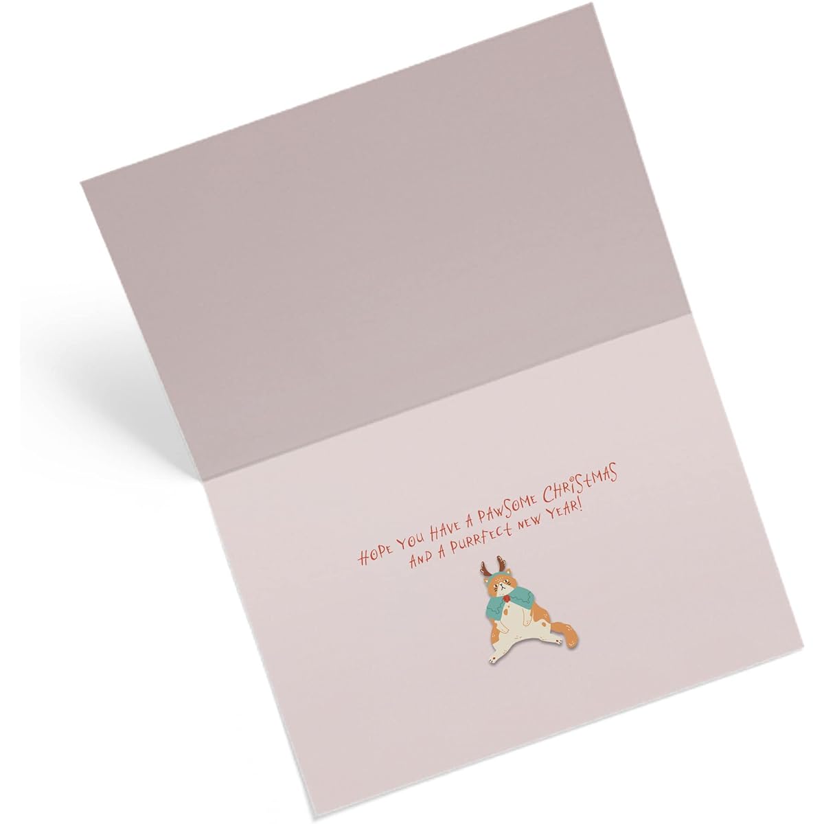 1Up Greetings Cat Christmas Card | Merry Christmas Card Meowy Christmas | Your purchase helps an animal in need | 5" x 7.5" | Single Card with Envelope | Made in the USA | Women-Owned Small Business