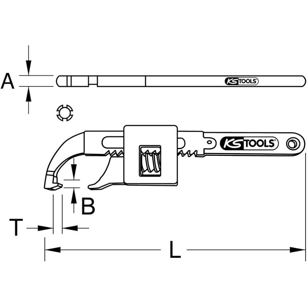 KS TOOLS Flexible hook wrench with nose 20-100mm 517.1398