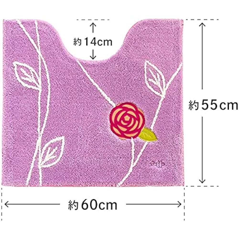 Toilet mat set 4 pieces pink (toilet mat + suction type lid cover + slippers + paper holder cover) Scandinavian Oka Etofu Tria