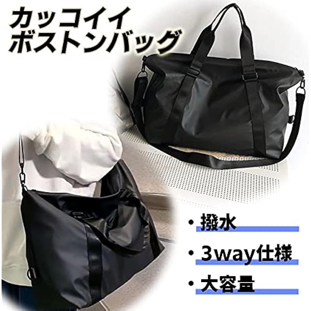 [Manatsulife] Boston Bag, Sports Bag, Lightweight, 30L, Gym Bag, Travel Bag, Unisex, Compact, Water Repellent, Handbag, Shoulder Bag, 2-Way, Lightweight, For Gym, Golf, One Night, Two Days, Travel, Golf, Return, Comes with Studs on the Bottom, Stain Resi
