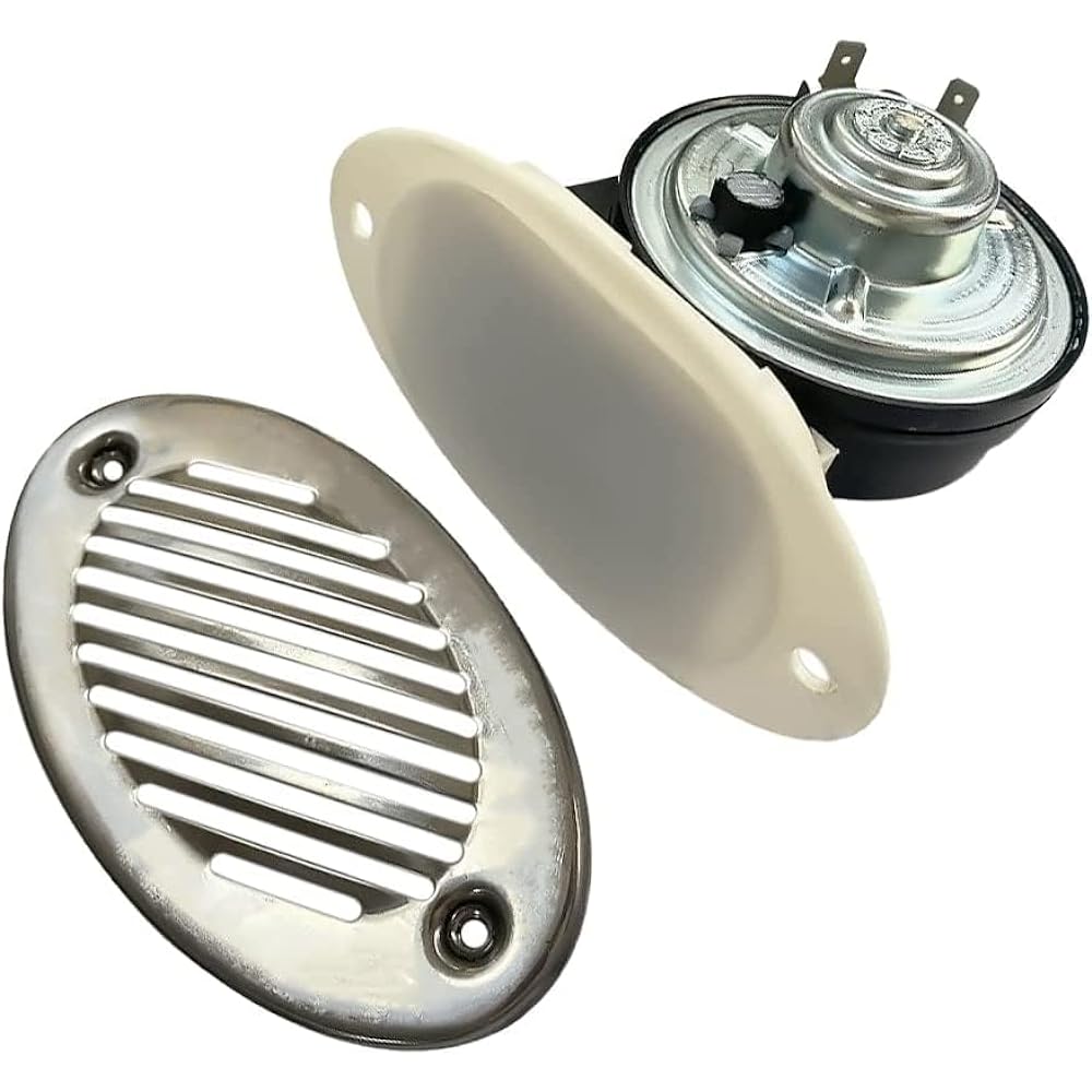 CLINK 316 Stainless Steel 12V Concealed Flush Mount 5190512 Marine Boat Horn with 2 Types of 316 Stainless Steel Mounting Screws