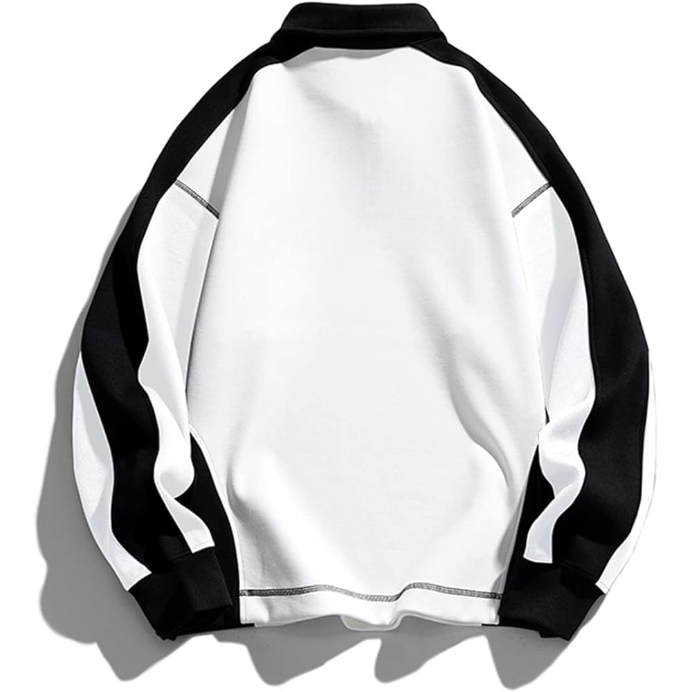 [PICKLION] Men's Sweatshirt, Half Zip, Sweatshirt, Pullover, Long Sleeve, Tops, Hoodie, Loose Sweatshirt, 100% Cotton, Thin, Large Size, Casual