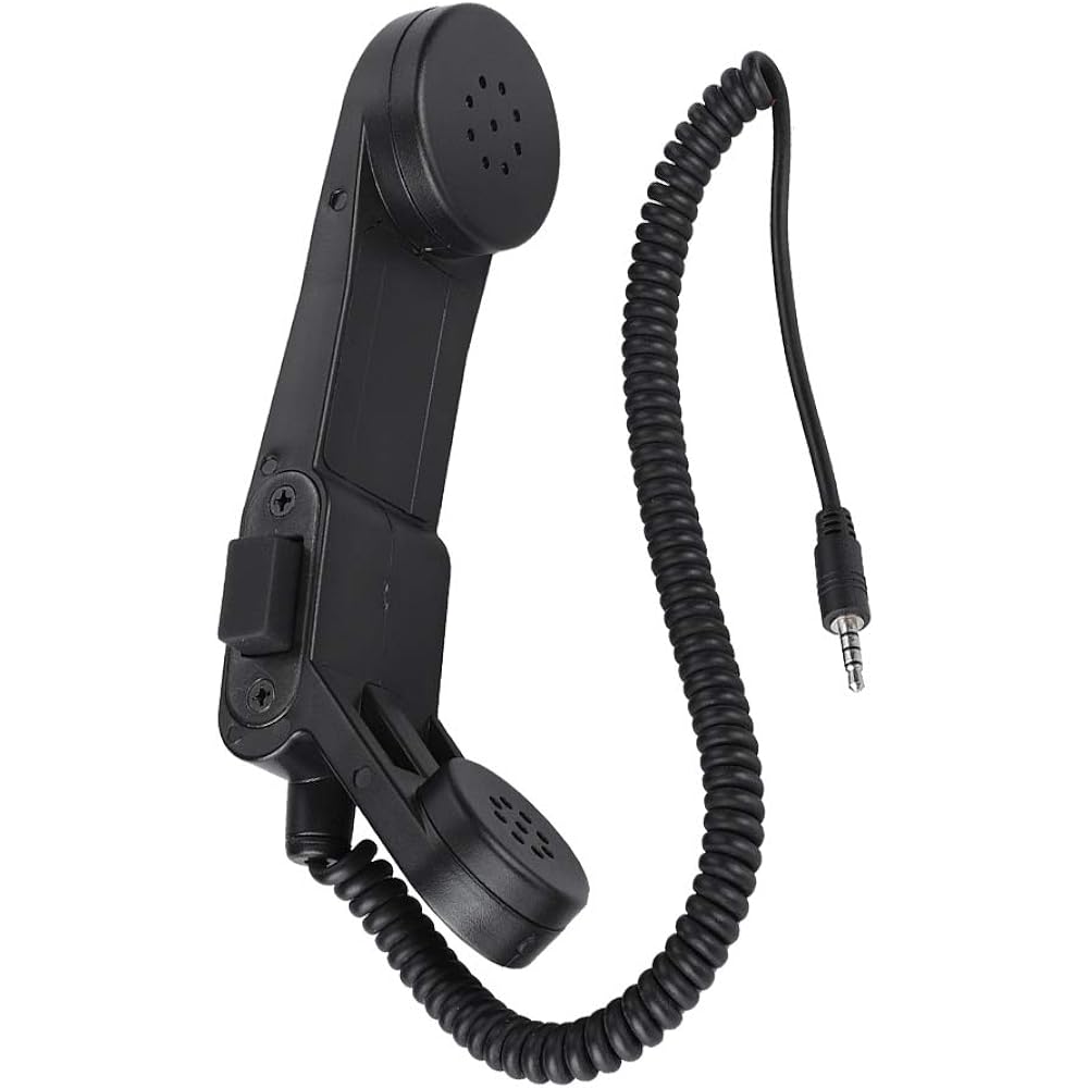 Radio Hand Microphone, Military Radio Handheld Handset Microphone Speaker 3.5mm Retro Telephone Handset Abu Black 3.5mm Plug Handheld Speaker Microphone HiFi Sound Shoulder Handheld Retro Telephone Handset