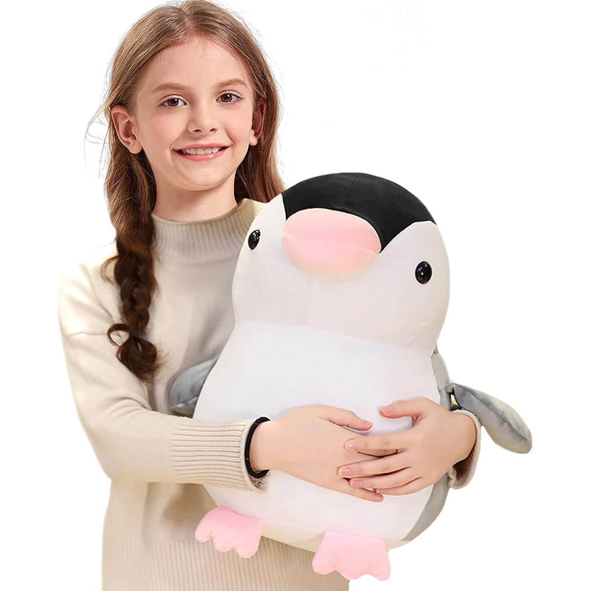 ELAINREN Cute Little Penguin Stuffed Animal Doll, Cute Grey Penguin Plush Toy, Soft Pillow, Lifelike Penguin Plush Toy Gift for Christmas Halloween, 13.8 Inch