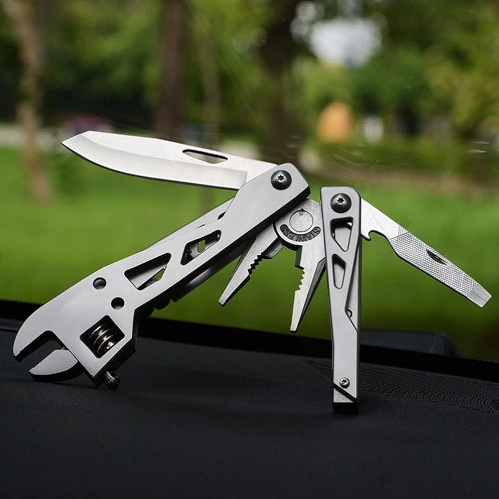 iplusmile Multi-Tool Multi-Function Wrench Function Pliers Knife Pliers Combination Folding (Silver)