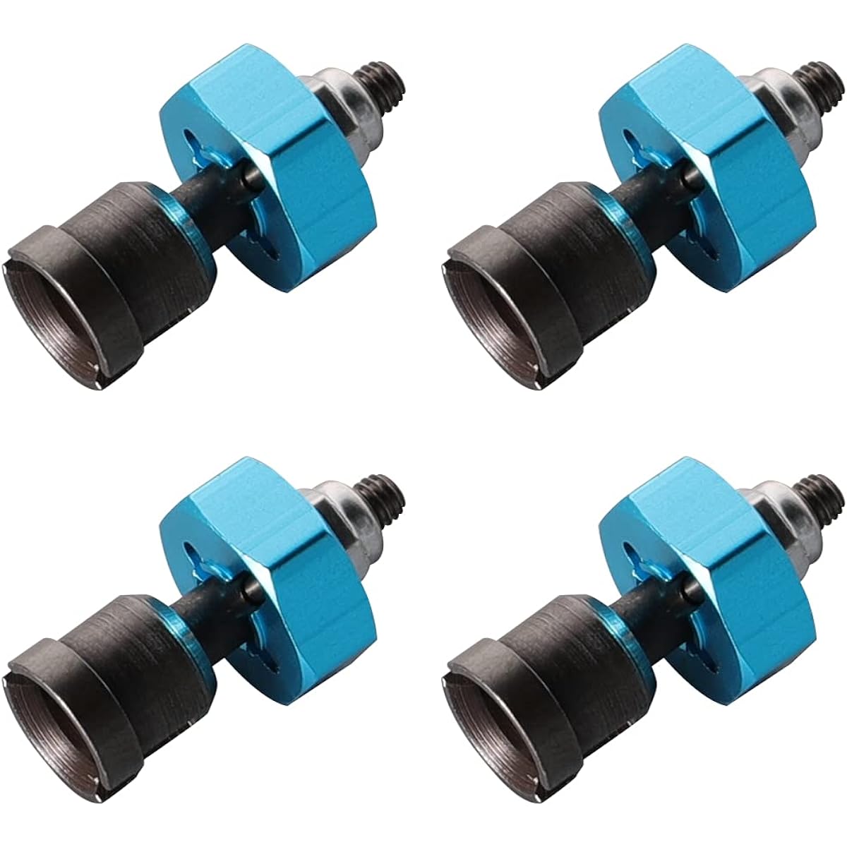WEISHUJI Wheel Hex Hub Conversion Adapter 7mm to 12mm Aluminum Wheel Hex Hub Conversion Adapter & Axle Shaft & Lock Nut for Wltoys 1/18 Scale RC Car Upgrade, Pack of 4