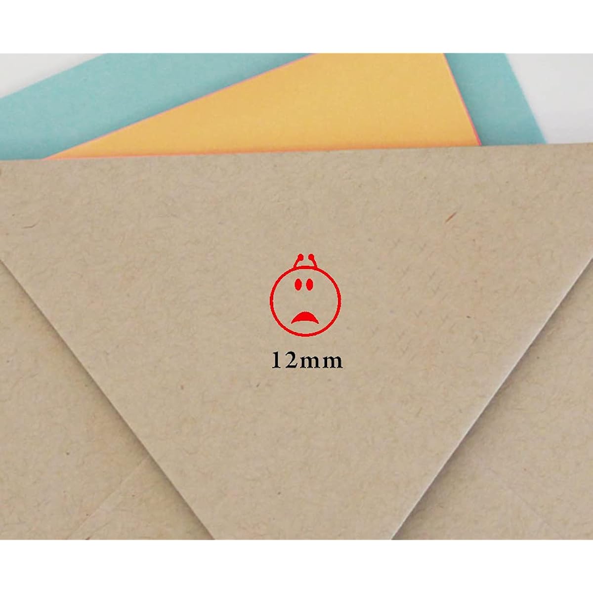 Sad Face Self Inking Stamp Colop Mini Round Decorative Teacher Stamp 12mm Red