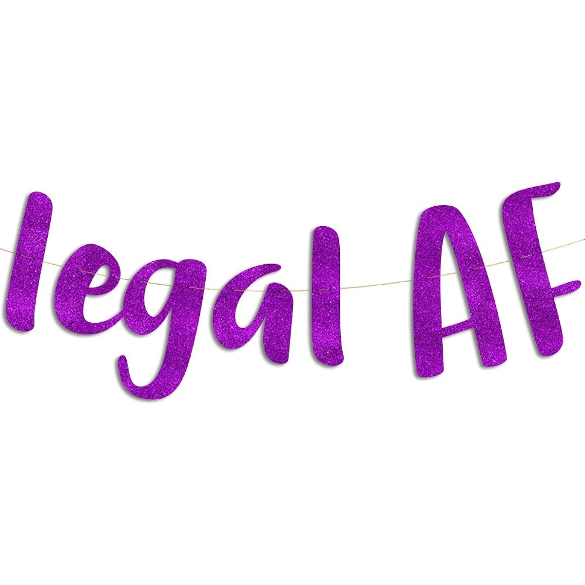 Legal AF Purple Glitter Banner - 18th and 21st Birthday Party Decorations and Supplies