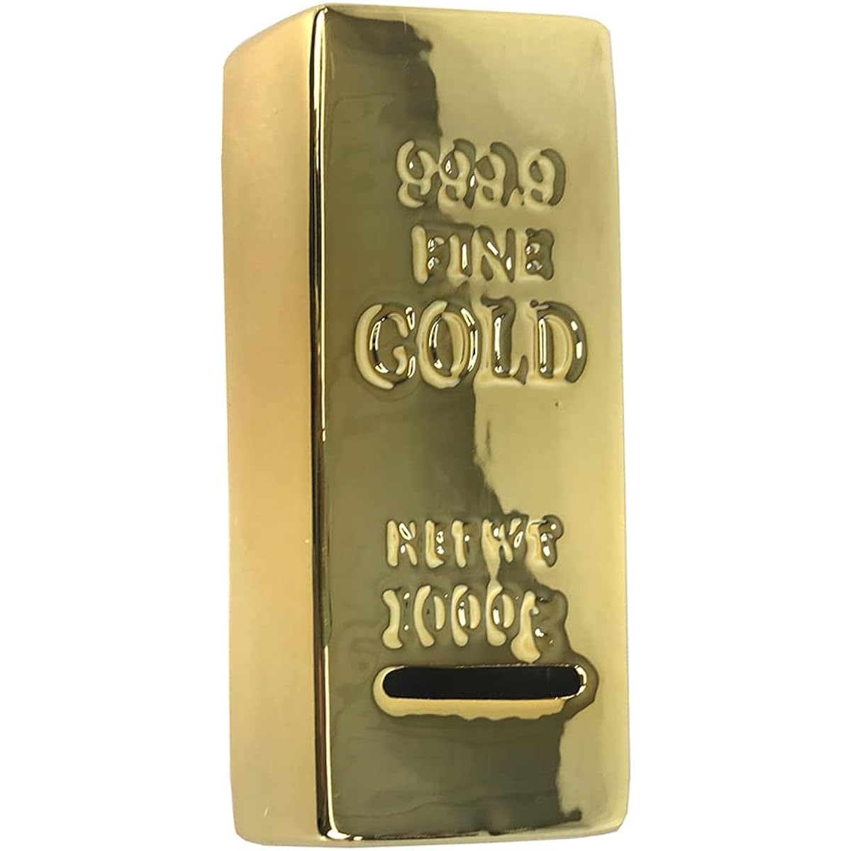 Gold Bar Piggy Bank Coin Saving Ceramic Novelty Gift