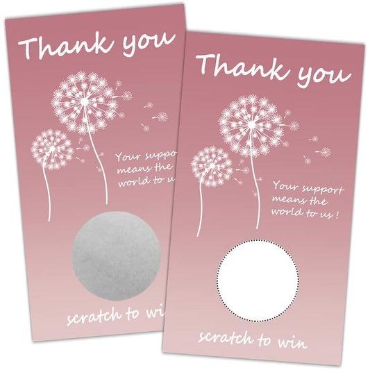 50 Blank Scratch Off Cards Certificates Dandelion Scratch Off Thank You Cards Personalized Gift Cards Gift Certificates for Small Business, Hair & Nail Salons, Spas, Restaurants, Holidays, Weddings, Baby Showers
