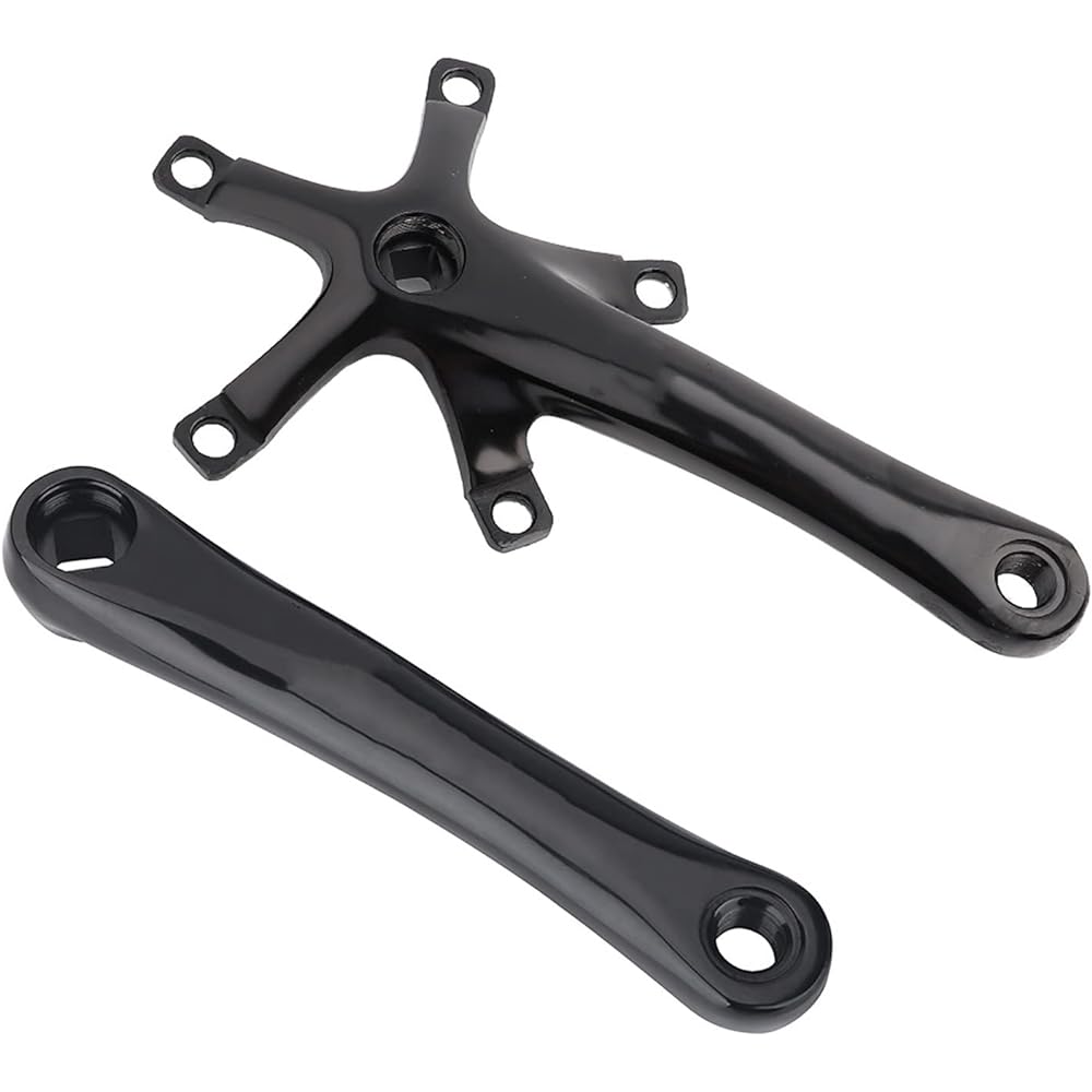 Bicycle Crank Set, Crank Arm Made of Aluminum Alloy, 5 Claws, Lightweight, For Road Bikes and Mountain Bikes, High Strength, Not Easy to Deform, Left and Right Set (Black)
