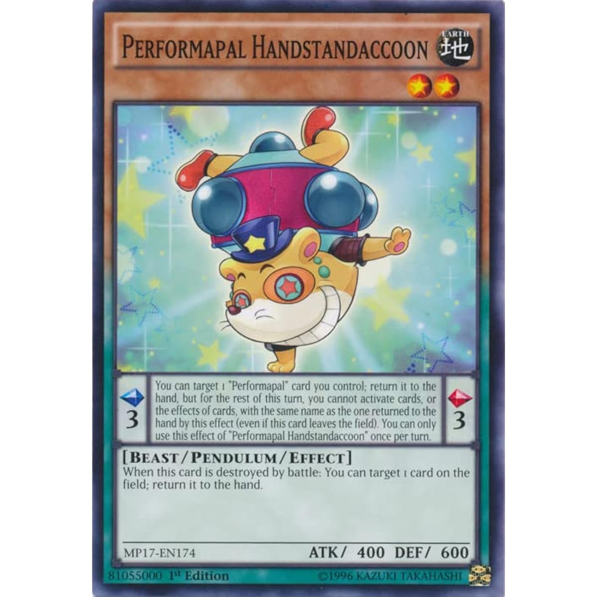 Performapal Handstandaccoon - MP17-EN174 - Common - First Edition.