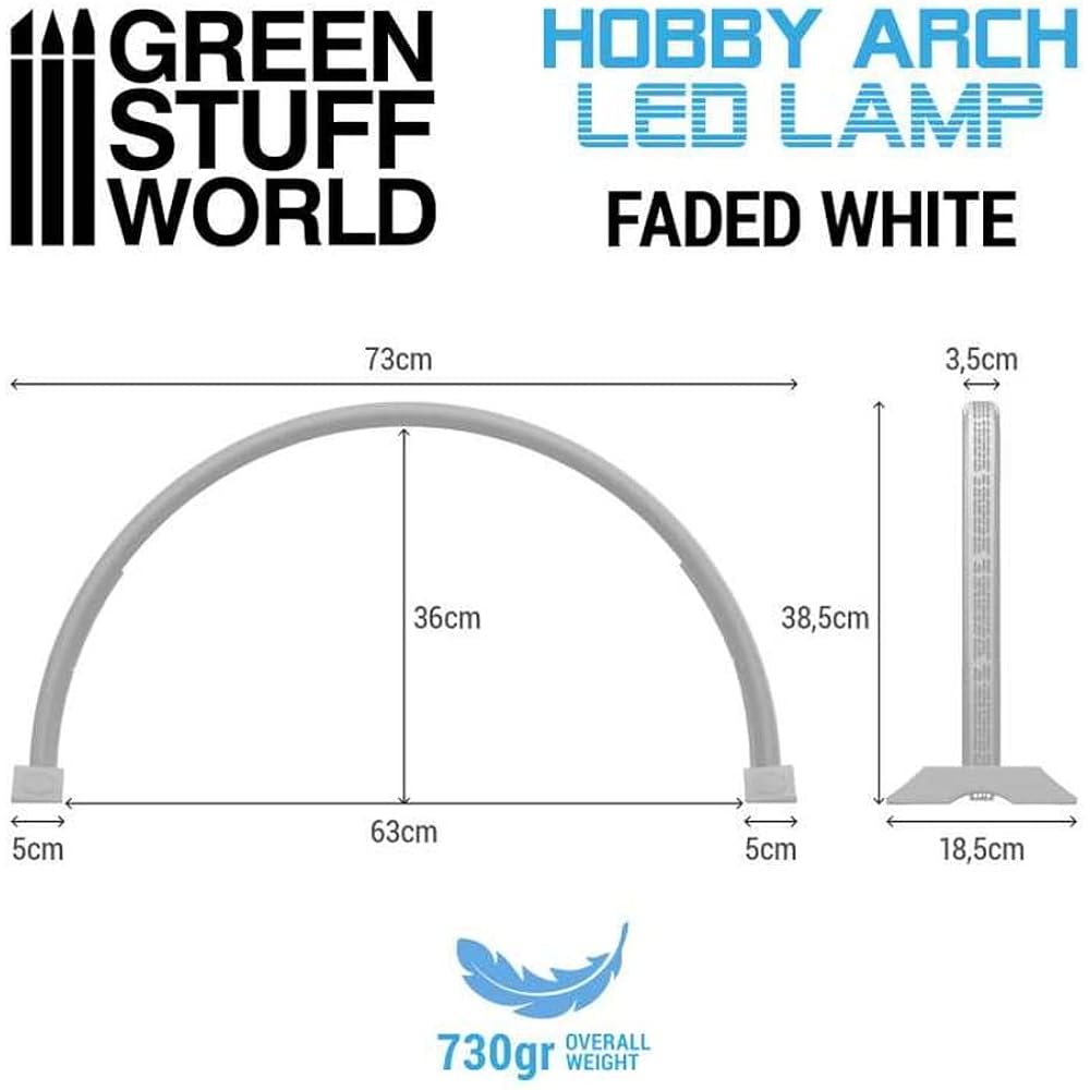 Green Stuff World Arched LED Desk Light Set Fade White Hobby Desk Light GSWD-11061