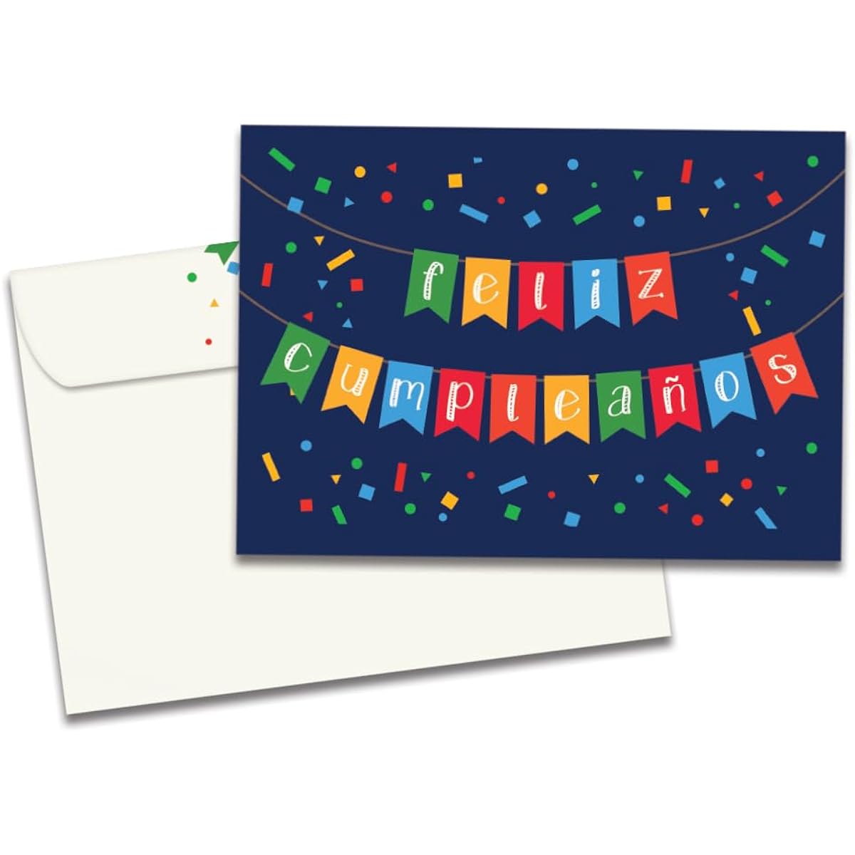 Tree-Free Greetings Spanish Birthday Greeting Card, Eco-Friendly, Made in the USA, 100% Recycled Paper, 5"x7", Camplinos Confetti (GO64621)
