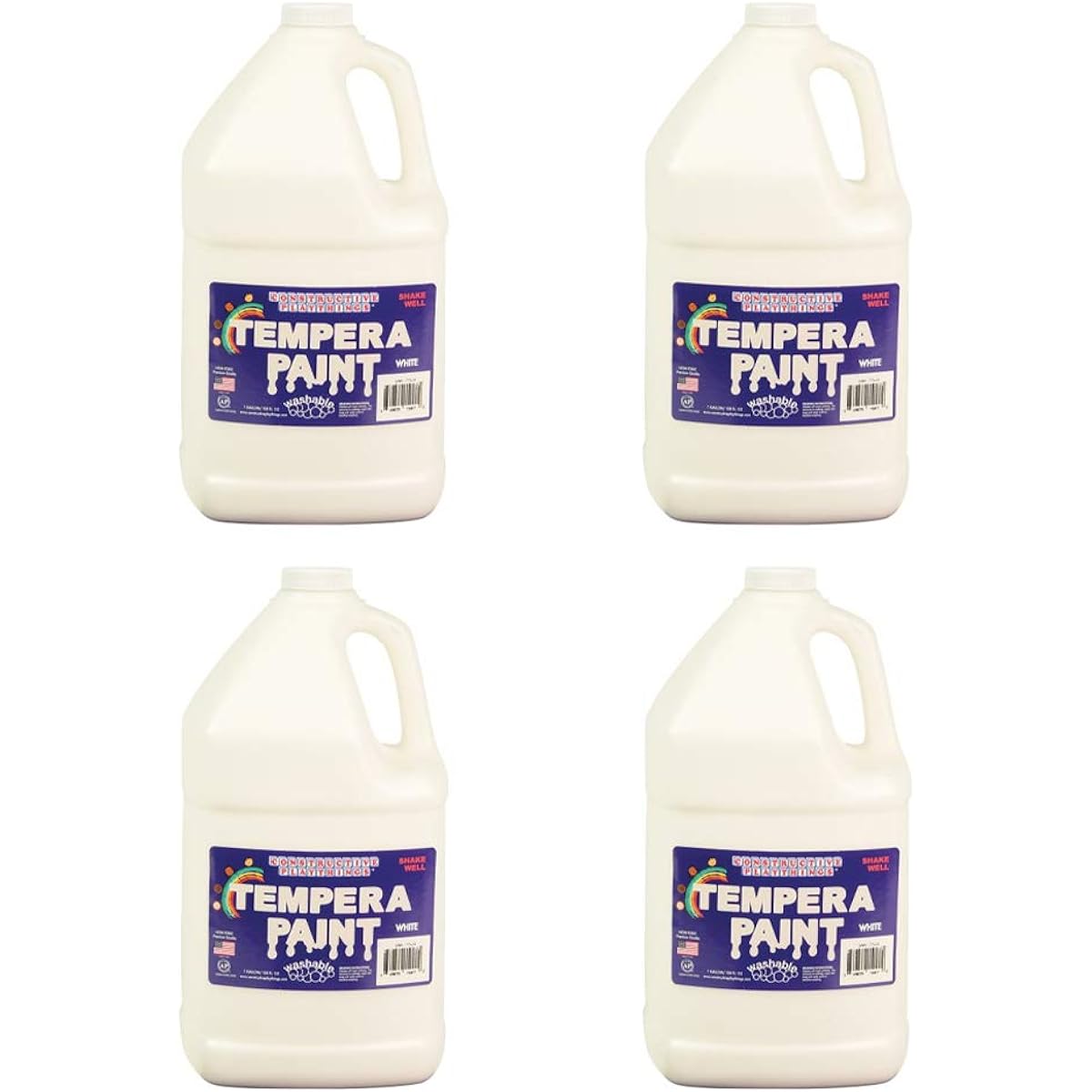 Constructive Playthings SMI-7508-4 Washable White Tempera Gallon Set of 4