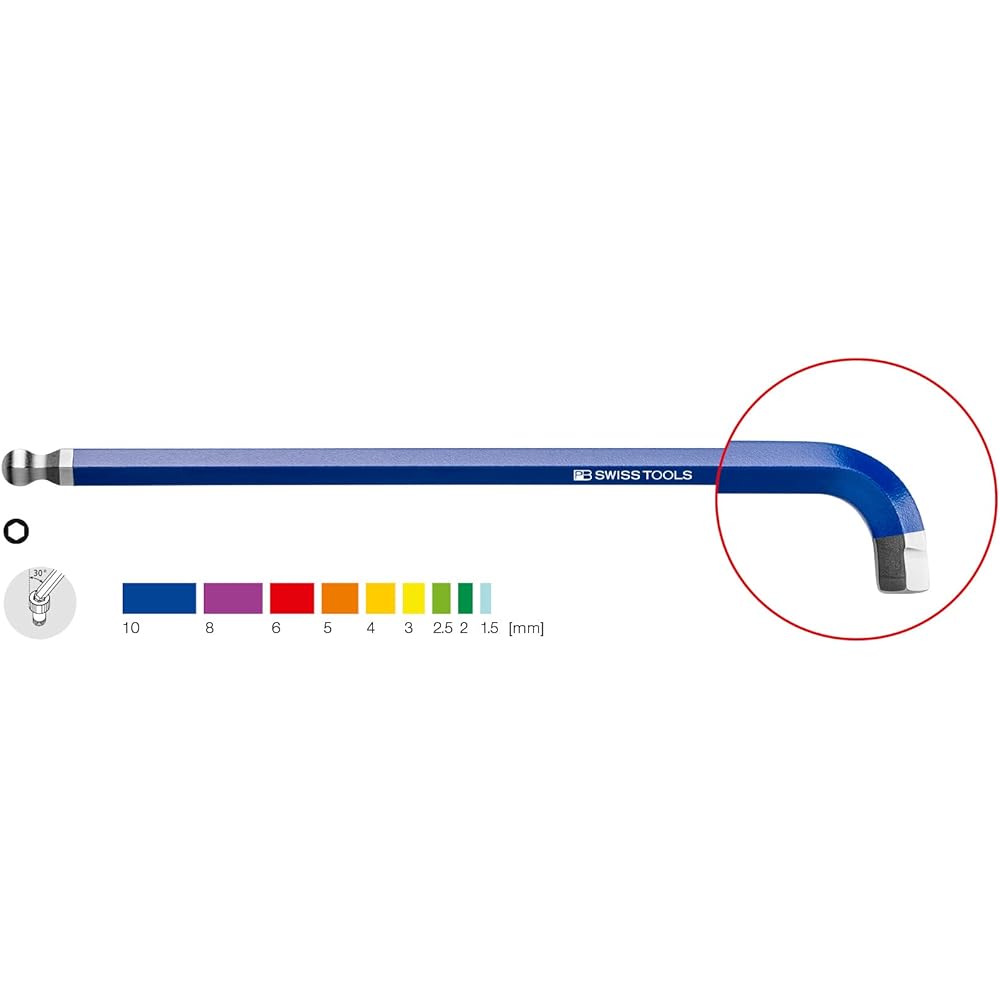 PB SWISS TOOLS Multi-Angle Rainbow Hex Wrench Set 2222LH-10RBCN