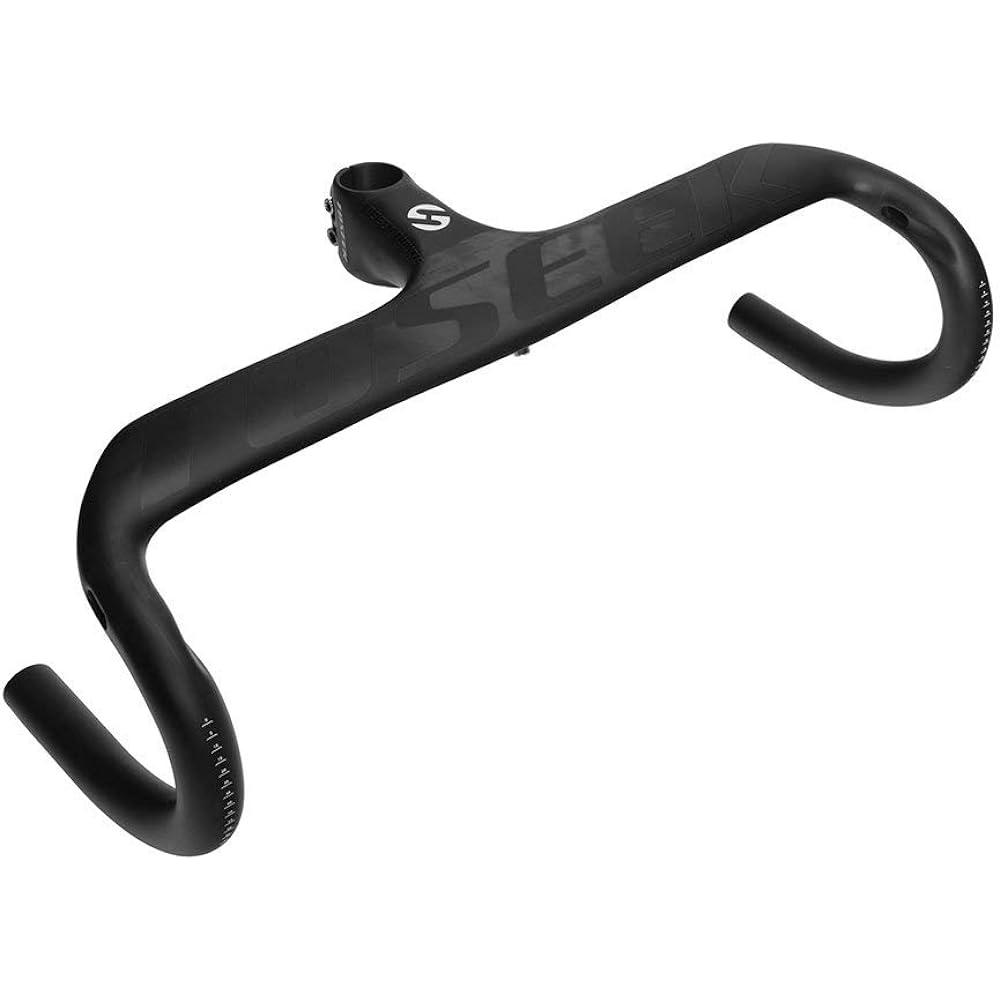 TOSEEK Aero Integrated Carbon Handlebar (Big B) 28.6mm 400/420/440mm With Stem For Bike (Black,120x440mm)