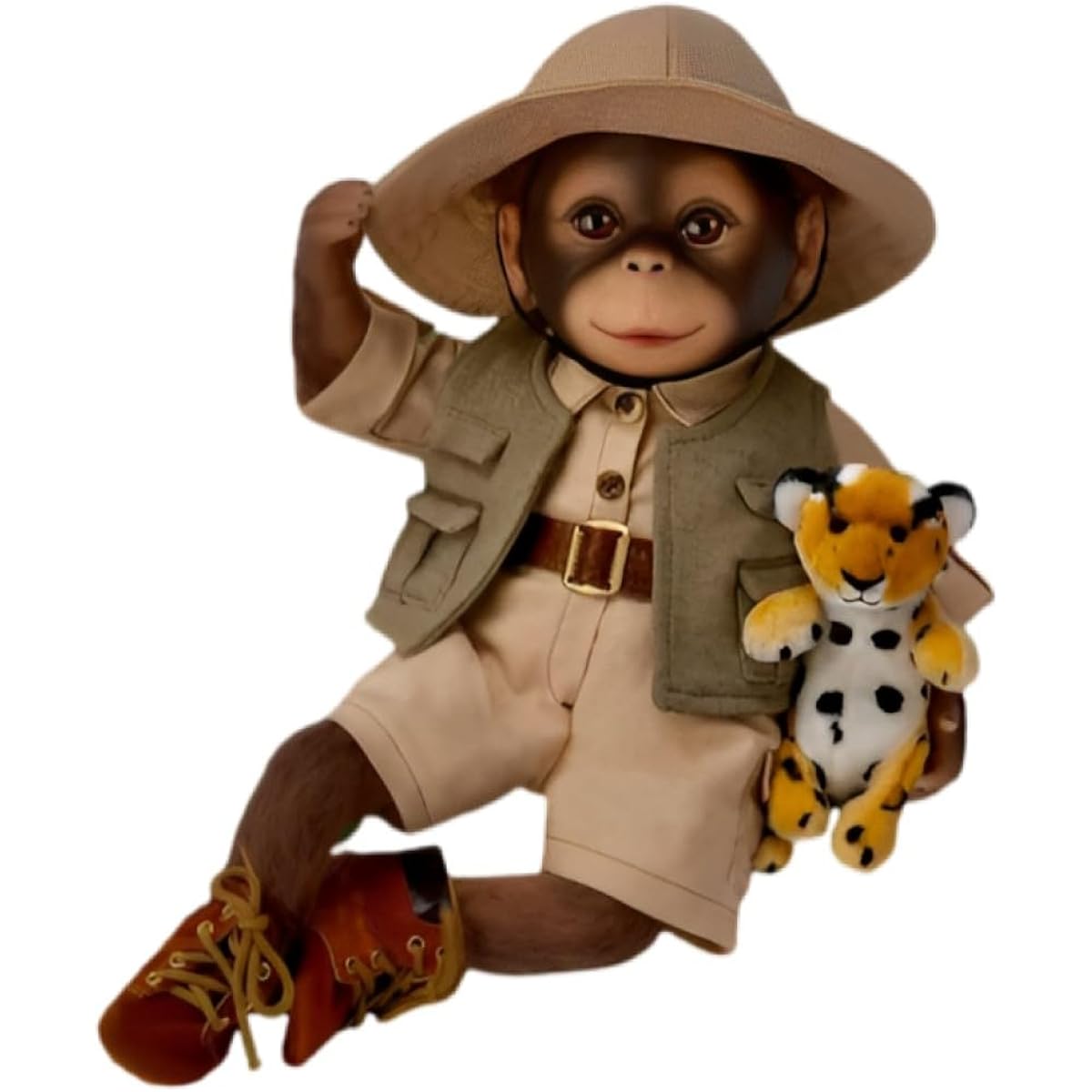 The Ashton-Drake Galleries Milo The Safari Monkey Doll - So Truly Real® Hand Painted Mohair Weighted Poseable Plush Leopard Stuffed Animal with Soft RealTouch® Vinyl Skin - 16"