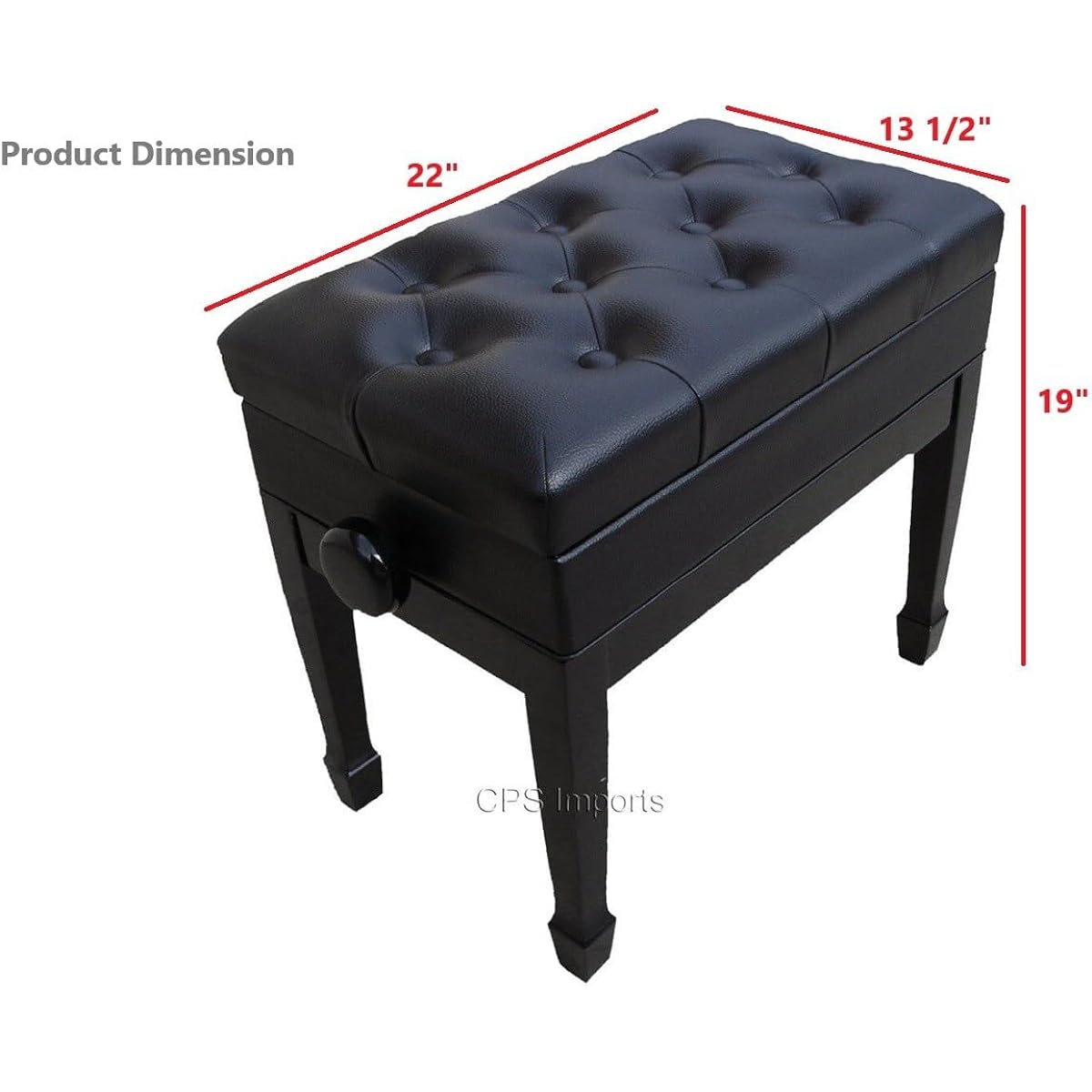 Adjustable Artist Piano Bench Stool Ebony with Music Storage
