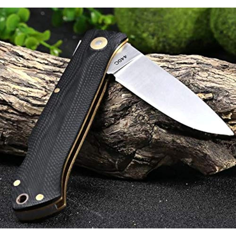 BROTHER -1502G (Gold) Knife Brother Knife Outdoor Camping Bushcraft Wild Play Climbing Home Sharp Folding Knife Outdoor Folding Knife Outdoor G10 Easy to Hold 440C Outdoor Knife