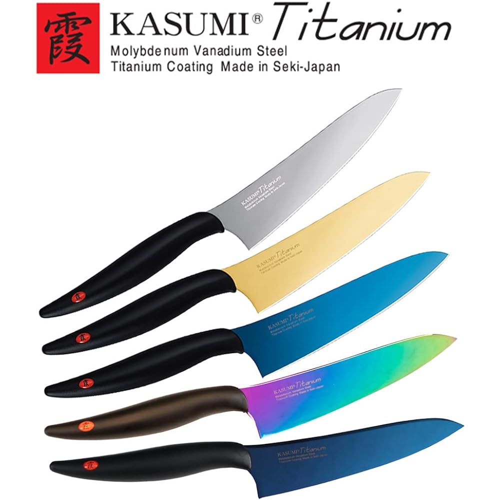 SUMIKAMA Kasumi Knife, Titanium Coating, Small Knife, Made in Japan, 13cm, Small Fish Grated, Rust-resistant, Sharpness, Color Opal, Made in Seki City, KASUMI 22013/RA