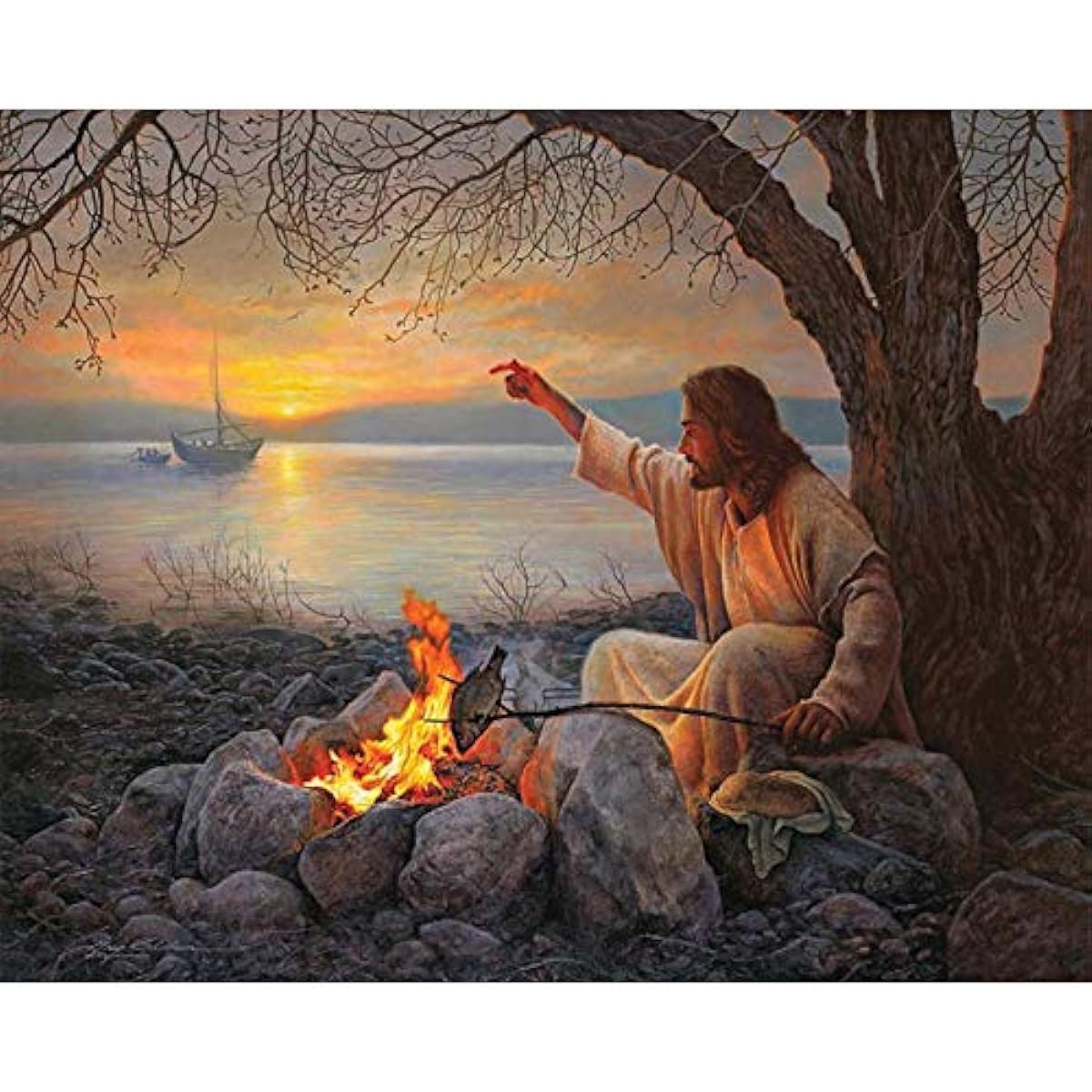 DIY Oil Painting Paint by Number Kit - Jesus By The River 16x20 Inch