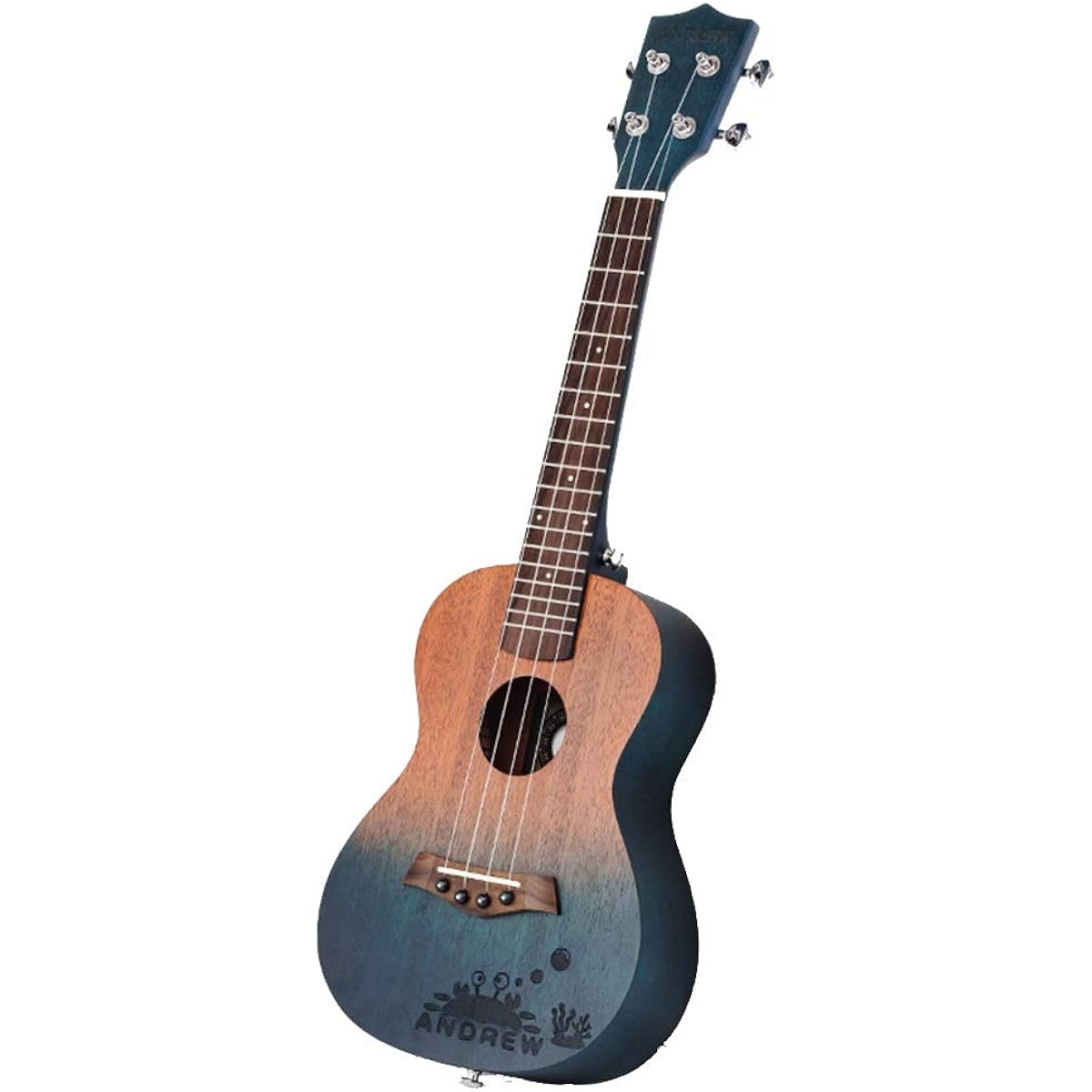 Ukulele for Music Beginners, Bag Included String Tuner Capo Spare Set Selection Entry Level Ukulele (Color : Blue, Size : 21 inches)