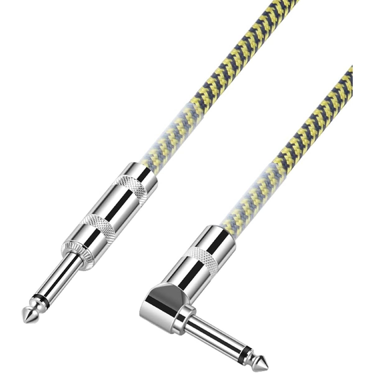 Jenniferstruggles Guitar Cable 10ft, 2022 New Version, Professional Instrument Cable Electric Guitar Bass AMP Cord, Right Angle 1/4 Inch TS to Straight 6.35mm Guitar Cord, Yellow