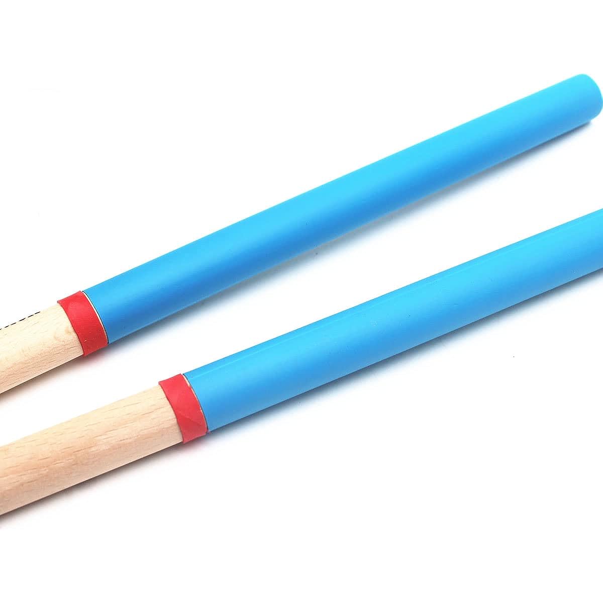 TUOREN 2Pcs Wooden Cardio Drumsticks with Non-Slip Rubber Handle Perfect for Drum Fitness Aerobics Class Exercise (Blue)
