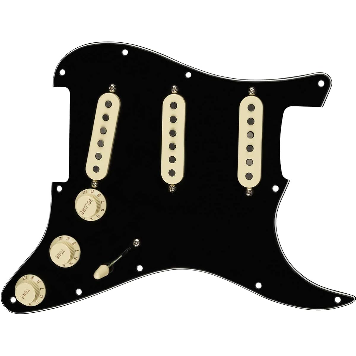 Fender ◆ Pre-Wired Strat Pickguard, Tex-Mex SSS Pre-wired pickguard for Stratocaster guitars Pre-Wired SSS Color: Black 11 Hole (0992343506) [Parallel import goods]