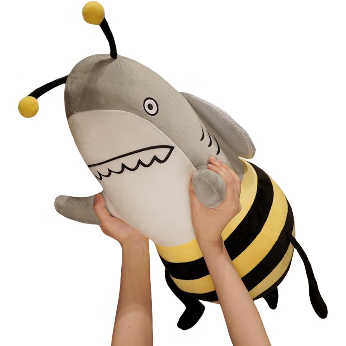 ELAINREN Bumblebee Shark Plush Toy Ocean Toy Cute Yellow Bee Shark Stuffed Animal Japanese Anime Lifelike Shark Doll Plush Toy Kawaii Bee Shark Body Pillow Gift 13.8 Inch (Ages 14+)